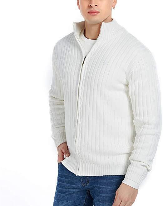 Herren Strickjacke mit hochgeschlossenem Kragen und Reißverschluss EB