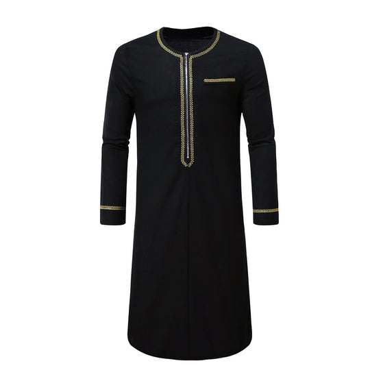 Herren elegantes Tunika-Kleid mit feinen Stickdetails EB