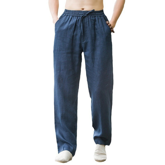 Herren lässige Leinenhose mit elastischem Bund und praktischen Seitentaschen EB