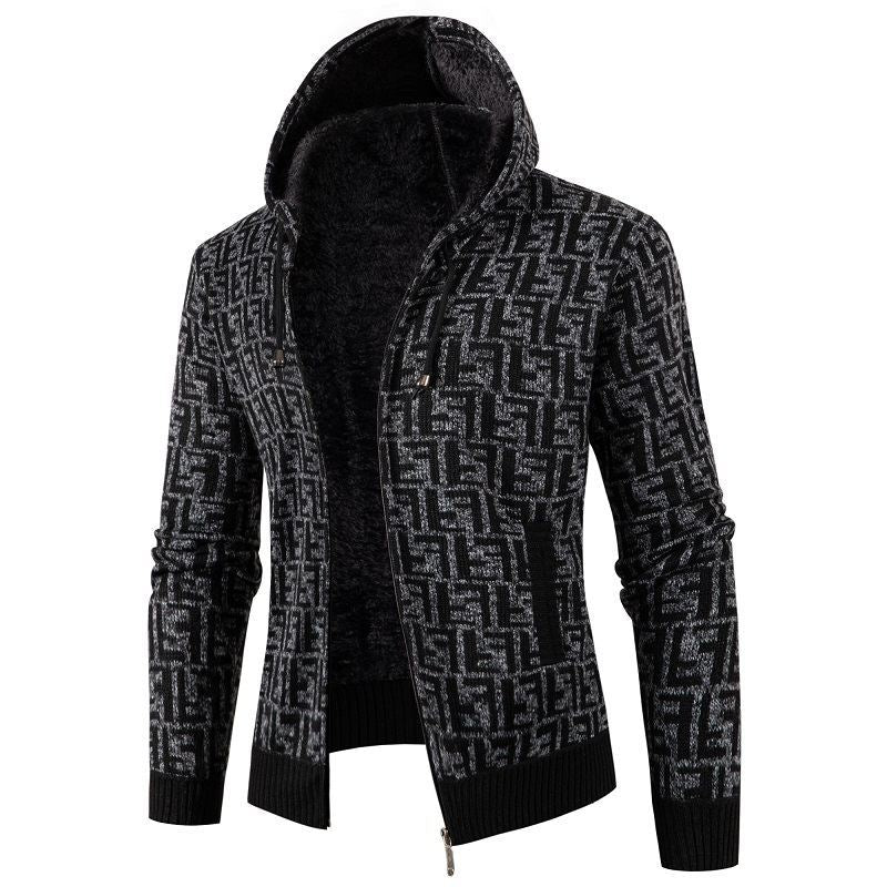 Herren Strickjacke mit modernem Zopfmuster und kuscheligem Innenfutter EB