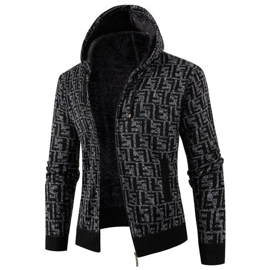 Herren Strickjacke mit modernem Zopfmuster und kuscheligem Innenfutter EB