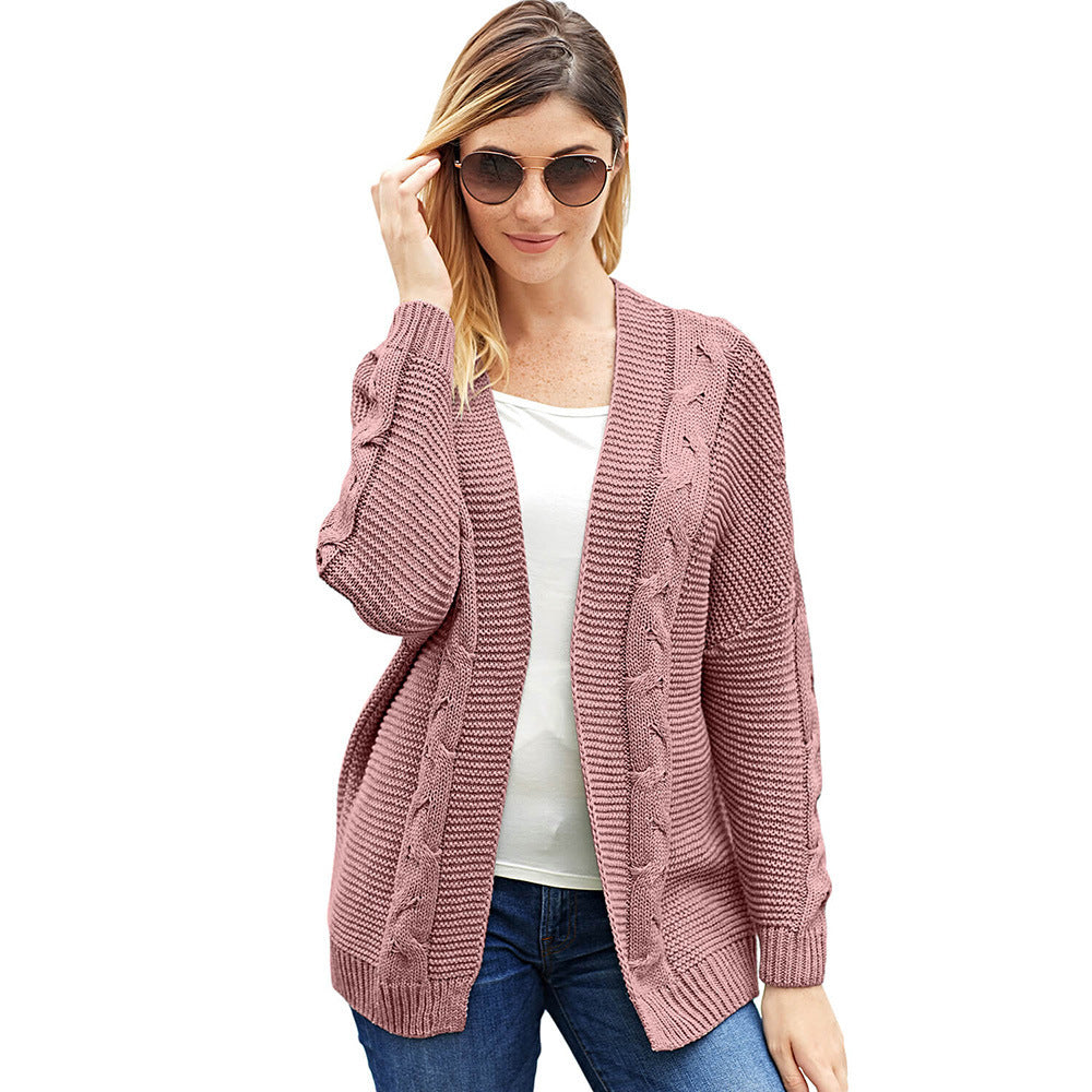 Damen Grobstrickcardigan mit kreativen Zopfmustern und lässigem Schnitt EB