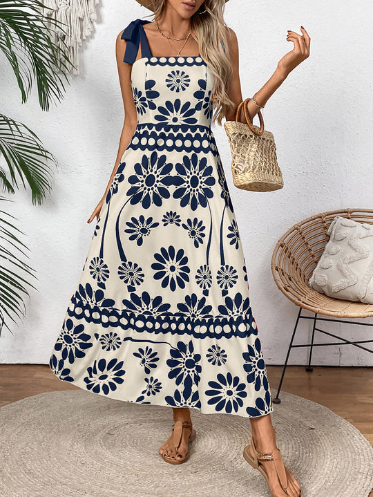 Damen Elegantes Maxikleid mit Blumenmuster und charmanten Trägern EB