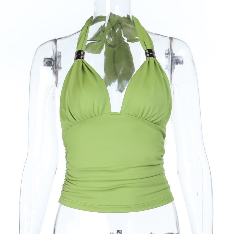 Damen Halter-Bikinioberteil mit Raffung und verspieltem Design EB