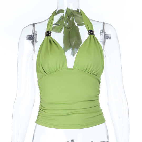 Damen Halter-Bikinioberteil mit Raffung und verspieltem Design EB