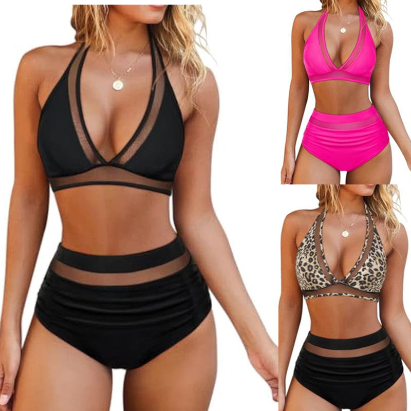 Damen Hochgeschnittener Bikini mit trendigem Transparent-Design EB