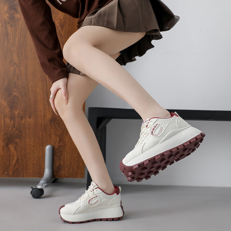 Damen Sportliche Plateau Sneakers mit modischem Design und rutschfester Sohle EB