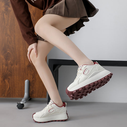 Damen Sportliche Plateau Sneakers mit modischem Design und rutschfester Sohle EB