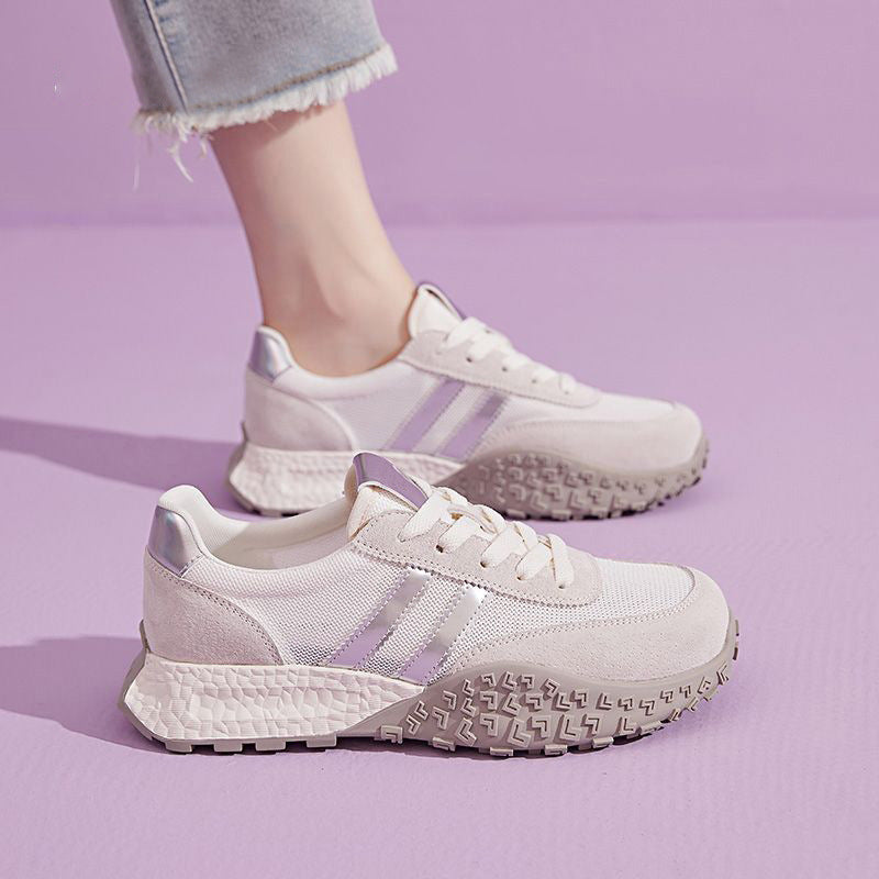 Damen Trendige Plateau-Sneaker mit atmungsaktivem Obermaterial und rutschfester Sohle EB