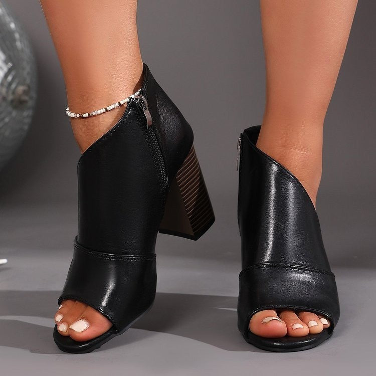 Damen Sandaletten mit peep-toe Design und modischem Reißverschluss EB