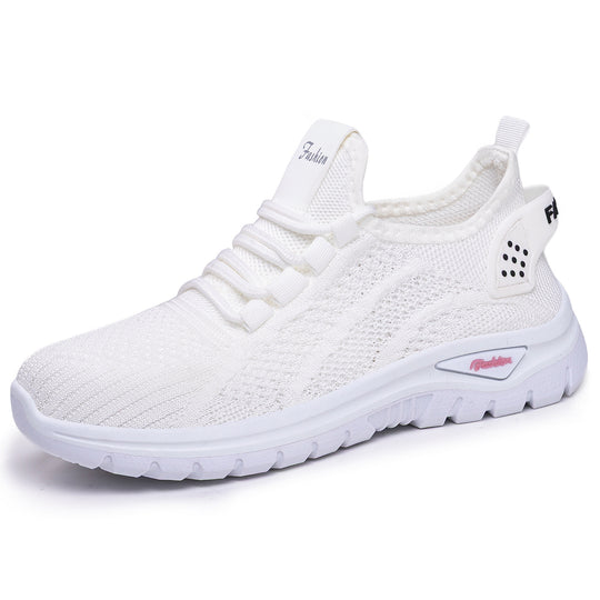 Damen nan sockenähnlicher Strick-Fit Sneaker mit elastischer Schnürung, gelochter Fersenverstärkung und dämpfender Plateau-Sohle EB