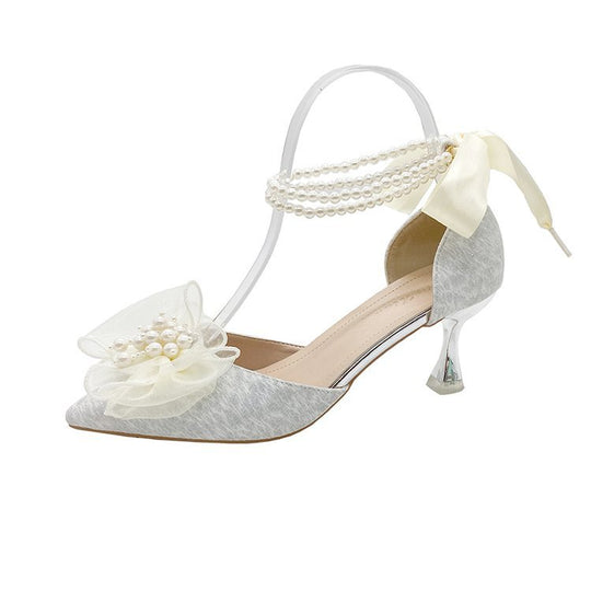 Damen elegante Slingback-Pumps mit floralem Schmuckdetail EB