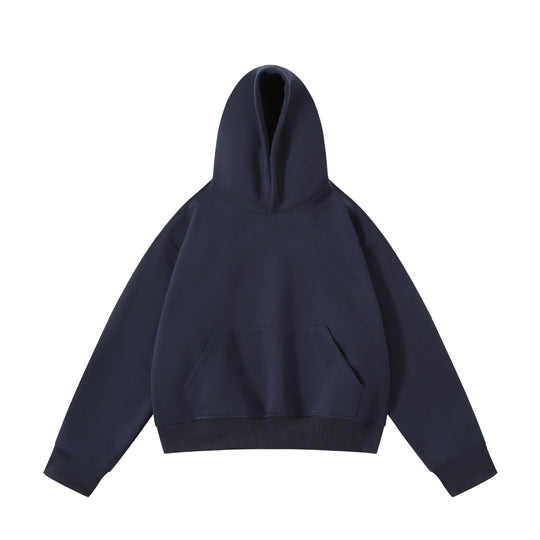 Unisex schwerer Oversize-Kapuzenpullover mit doppellagiger Kapuze Kängurutasche und breitem Rippbund EB