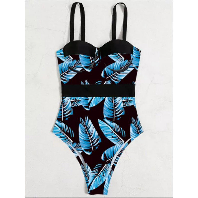 Damen Einteiler Badeanzug mit floralem Design und eleganter Silhouette EB