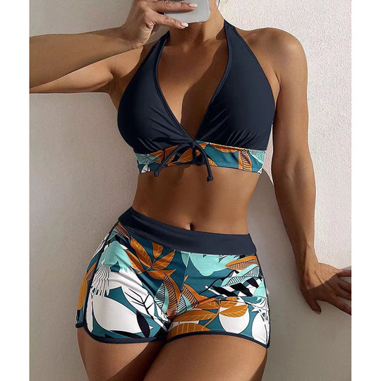 Damen Bikini-Set mit modischem Neckholder-Design und sportlichem High-Waist-Schnitt EB