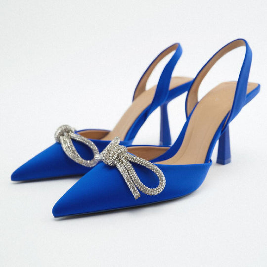 Damen Slingback Pumps mit funkelndem Schleifenakzent und elegantem Absatz EB