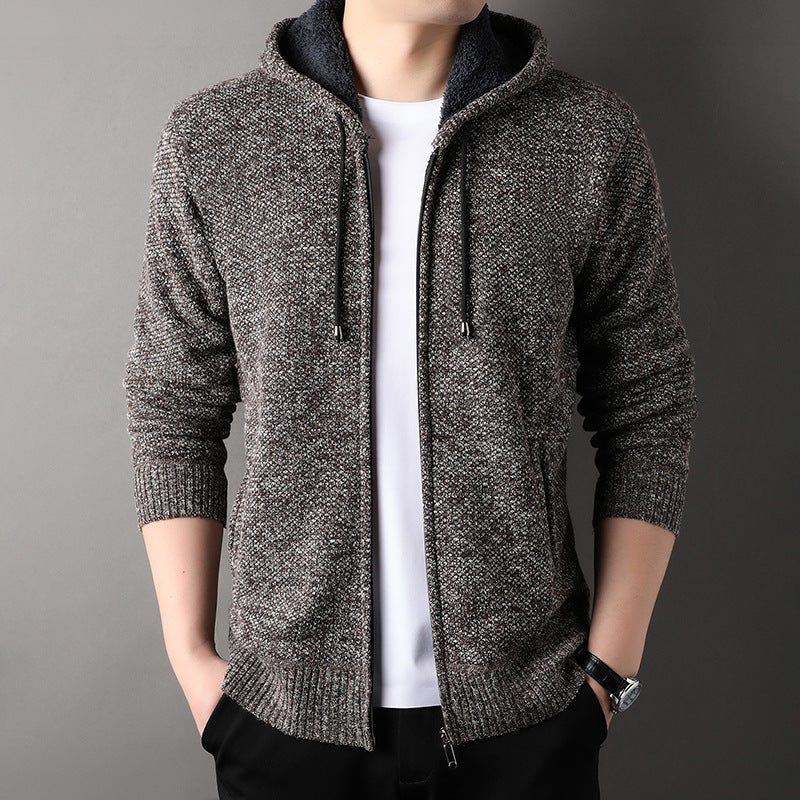 Herren modische Strickjacke mit Kapuze und weich gefüttertem Innenfutter EB