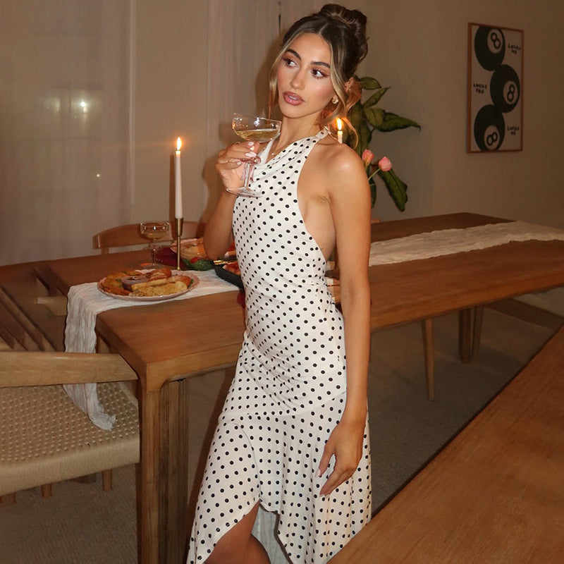 Damen ärmelloses Polka-Dots Kleid EB