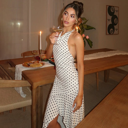 Damen ärmelloses Polka-Dots Kleid EB