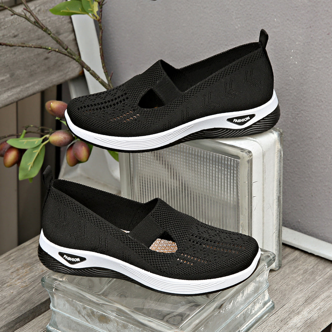 Damen Bequeme Slip-On Sneakers mit atmungsaktiver Netzstruktur EB