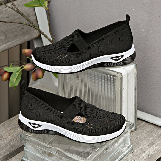 Damen Bequeme Slip-On Sneakers mit atmungsaktiver Netzstruktur EB