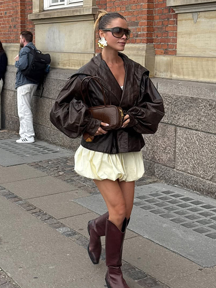 Damen Elegante jacke mit voluminösen Puffärmeln EB