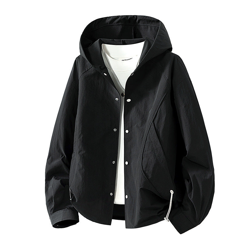 Damen leichte Kapuzenjacke mit Druckknopffront, verstellbarem Kordelzugsaum und praktischen Seitentaschen EB