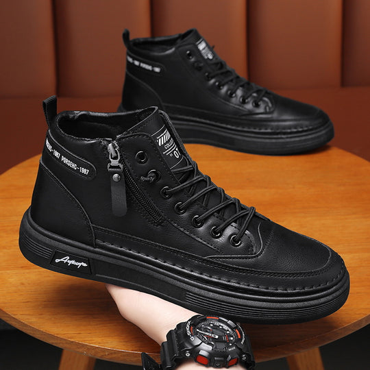 Damen Hochformat Sneakers mit robustem Leder und praktischer Reißverschlussöffnung EB