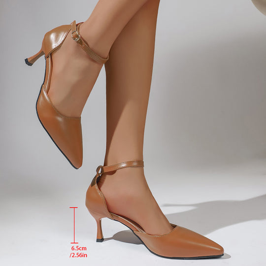 Damen elegante Slingback-Pumps mit schmalem Absatz und modischem Knöchelriemen EB
