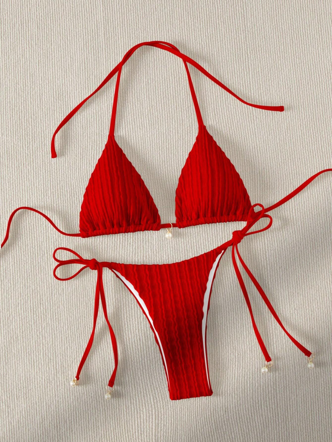 Damen Triangle-Bikini mit strukturiertem Design und verstellbaren Trägern EB