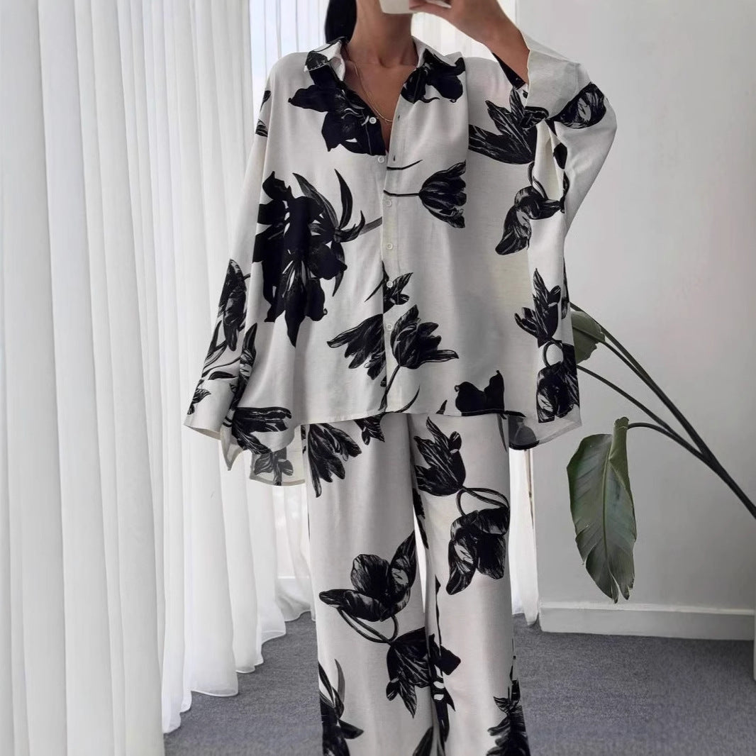 Damen Lässiges und elegantes Blusenset mit floralem Muster EB