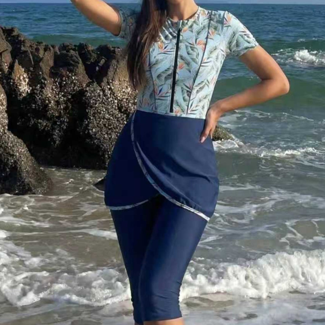 Damen Modischer UV-Schutz-Schwimmanzug mit asymmetrischem Schnitt EB