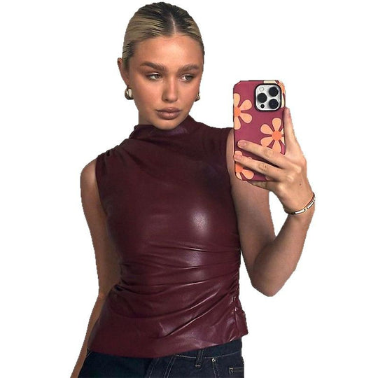 Damen Elegantes Oberteil aus hochwertigem imitat mit asymmetrischem Schnitt EB