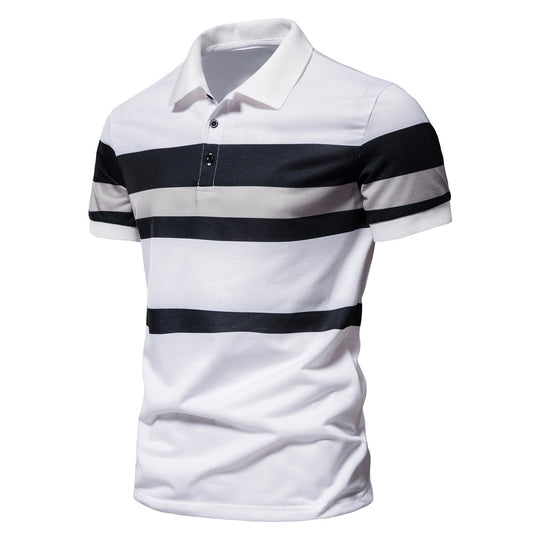 Herren Poloshirt mit klassischen Streifen und atmungsaktiver Baumwolle EB