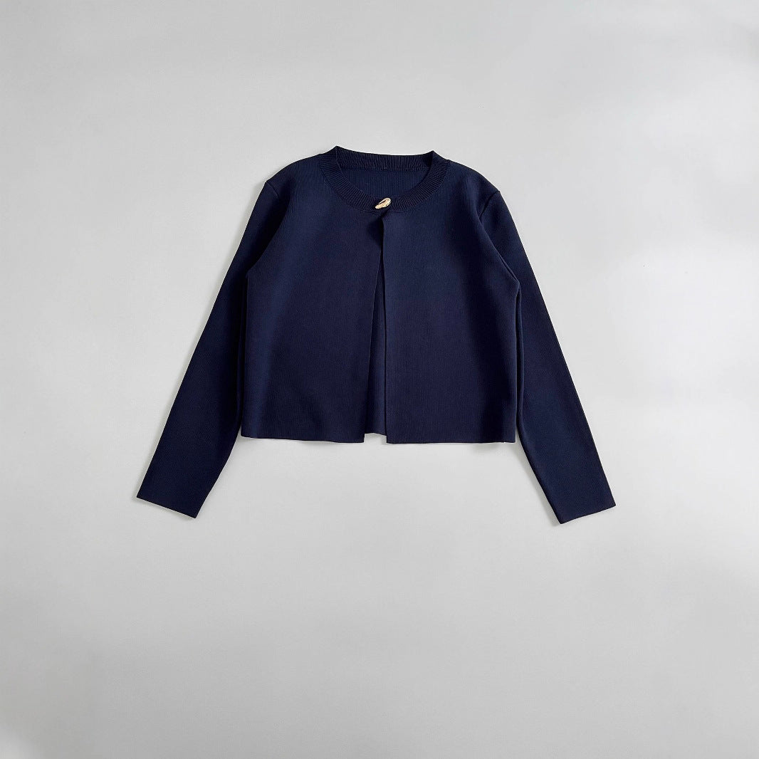 Damen elegante Strickjacke mit dekorativer Knopfdetails EB