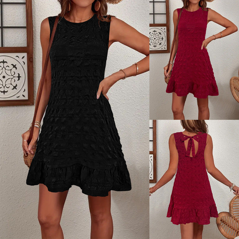 Damen ärmelloses Sommerkleid mit Rüschendetails EB