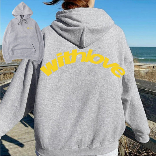 Unisex nan oversized Kapuzenpullover mit großflächigem Rückenprint, Kängurutasche und gerippten Bündchen EB