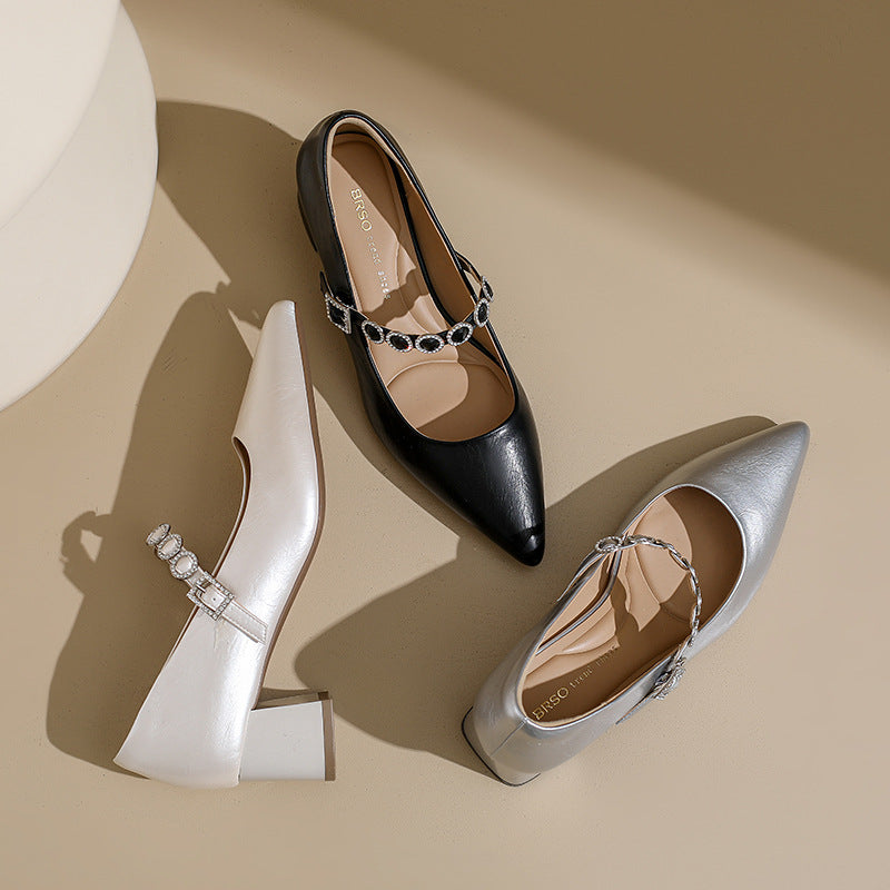 Damen Glamouröse Slingback-Pumps mit funkelnder Schnallen-Applikation EB