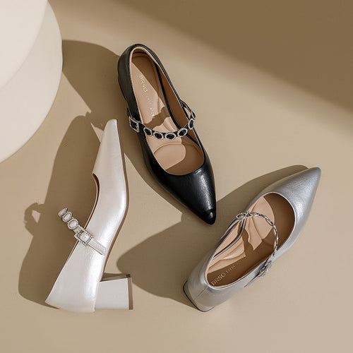 Damen Glamouröse Slingback-Pumps mit funkelnder Schnallen-Applikation EB