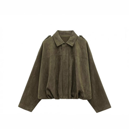 Damen Oversized Jacke aus Kunstleder mit Gummizug EB