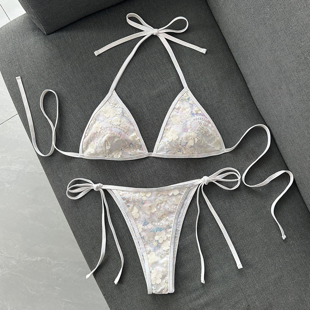 Damen Triangel-Bikini mit luxuriöser Stickerei EB