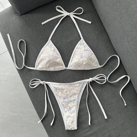 Damen Triangel-Bikini mit luxuriöser Stickerei EB
