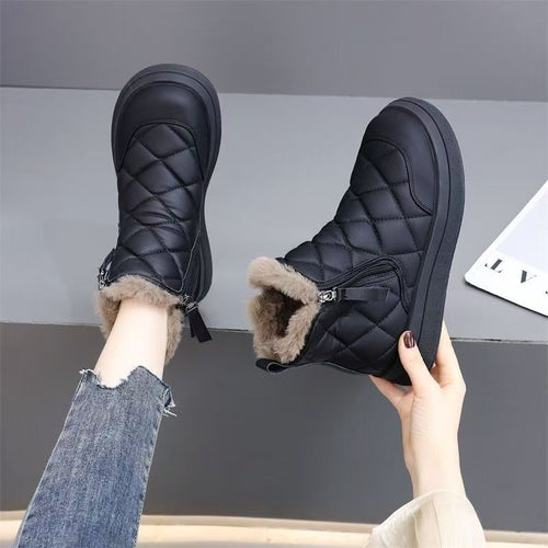 Damen Kuschelige Winterstiefel mit abnehmbarem Kunstfellkragen EB