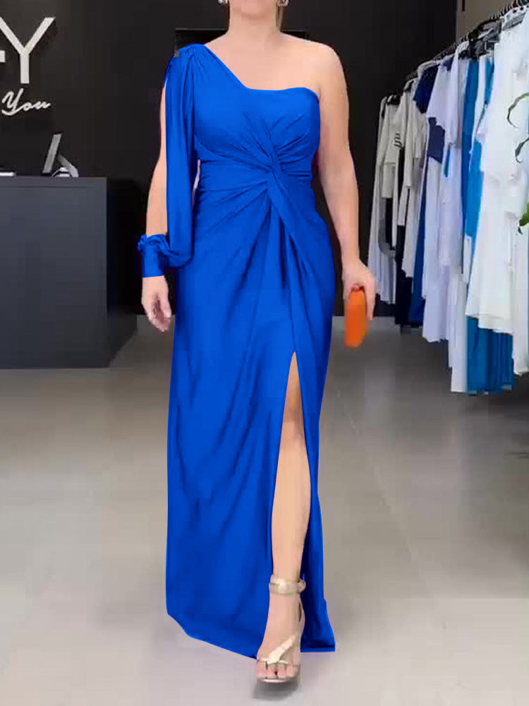Damen Maxikleid mit asymmetrischem Design und seitlichem Schlitz EB