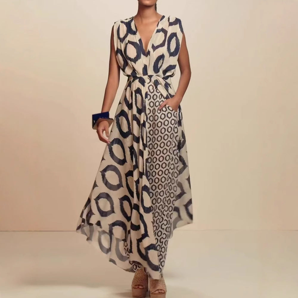 Damen Maxikleid mit raffiniertem Wickeldesign und Taschen EB