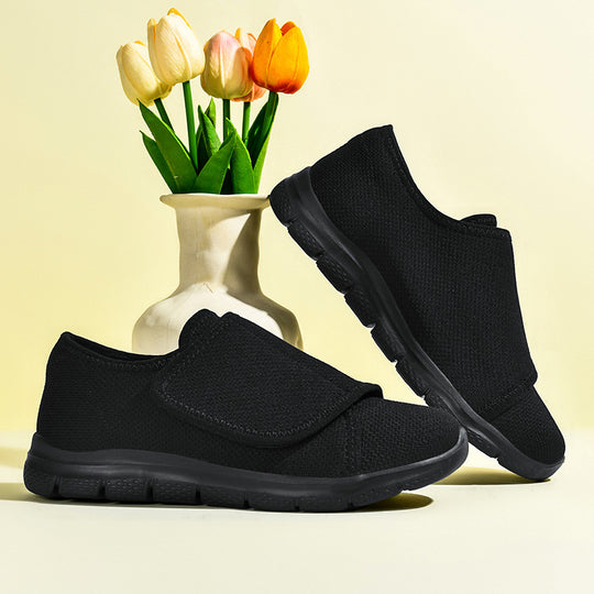 Damen Bequeme Slip-On Sneakers mit hygienischem Designer-Klettverschluss EB