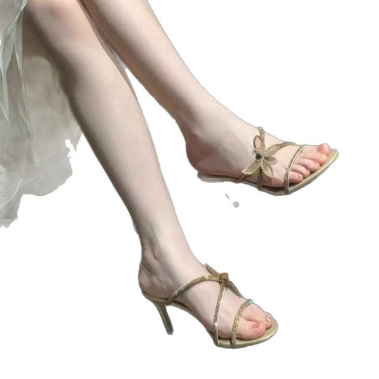 Damen glamouröse High Heel Sandalen mit funkelnden Strassverzierungen EB