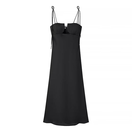 Damen Maxikleid mit verstellbaren Spaghetti-Trägern und elegantem Schnitt EB