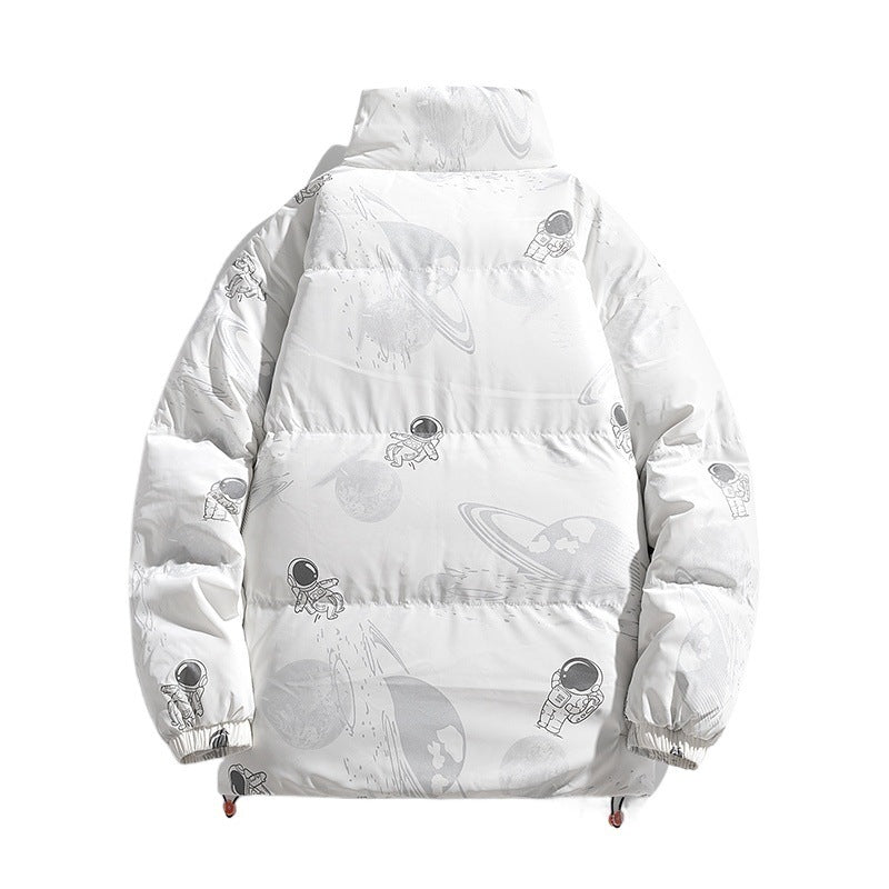 Damen futuristische Steppjacke mit astronautischen Mustern EB