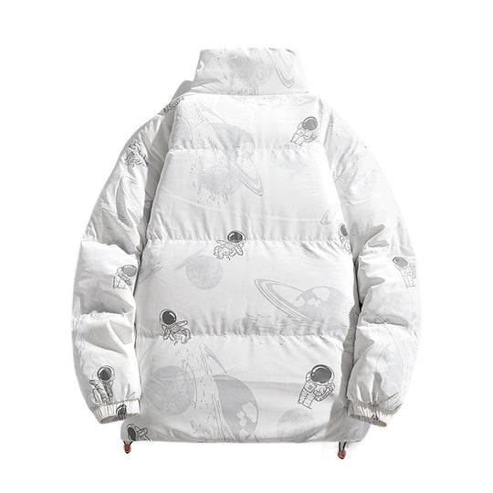 Damen futuristische Steppjacke mit astronautischen Mustern EB